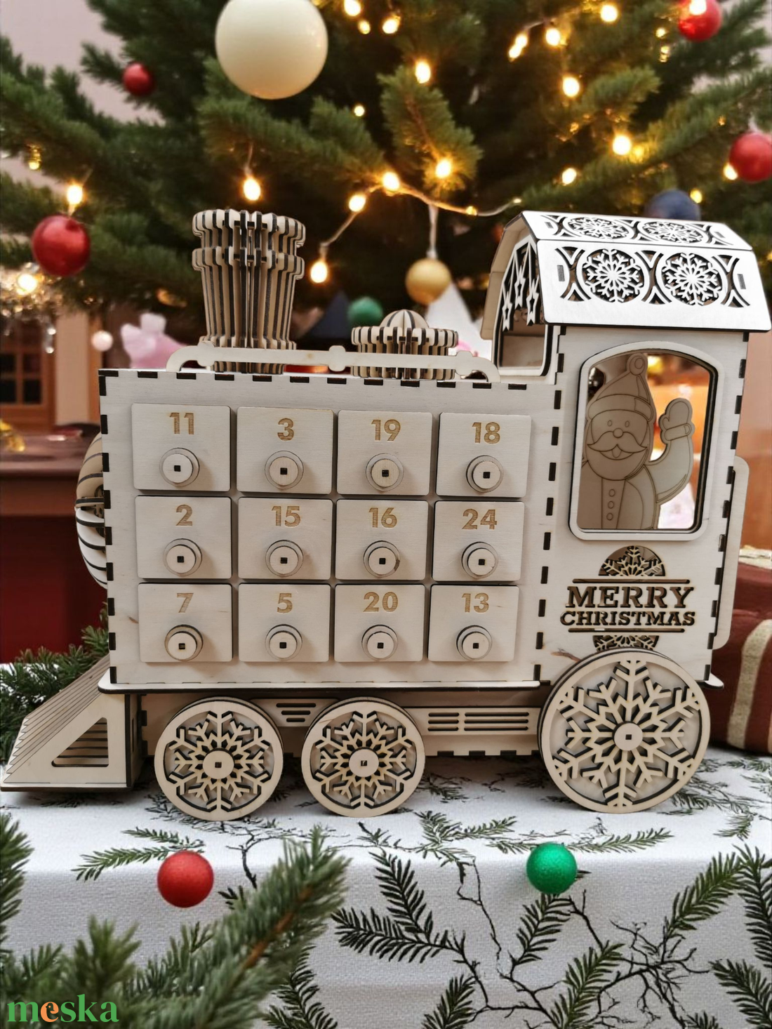 Adventi kalendárium vonat - karácsony - adventi díszek - adventi naptár - Meska.hu