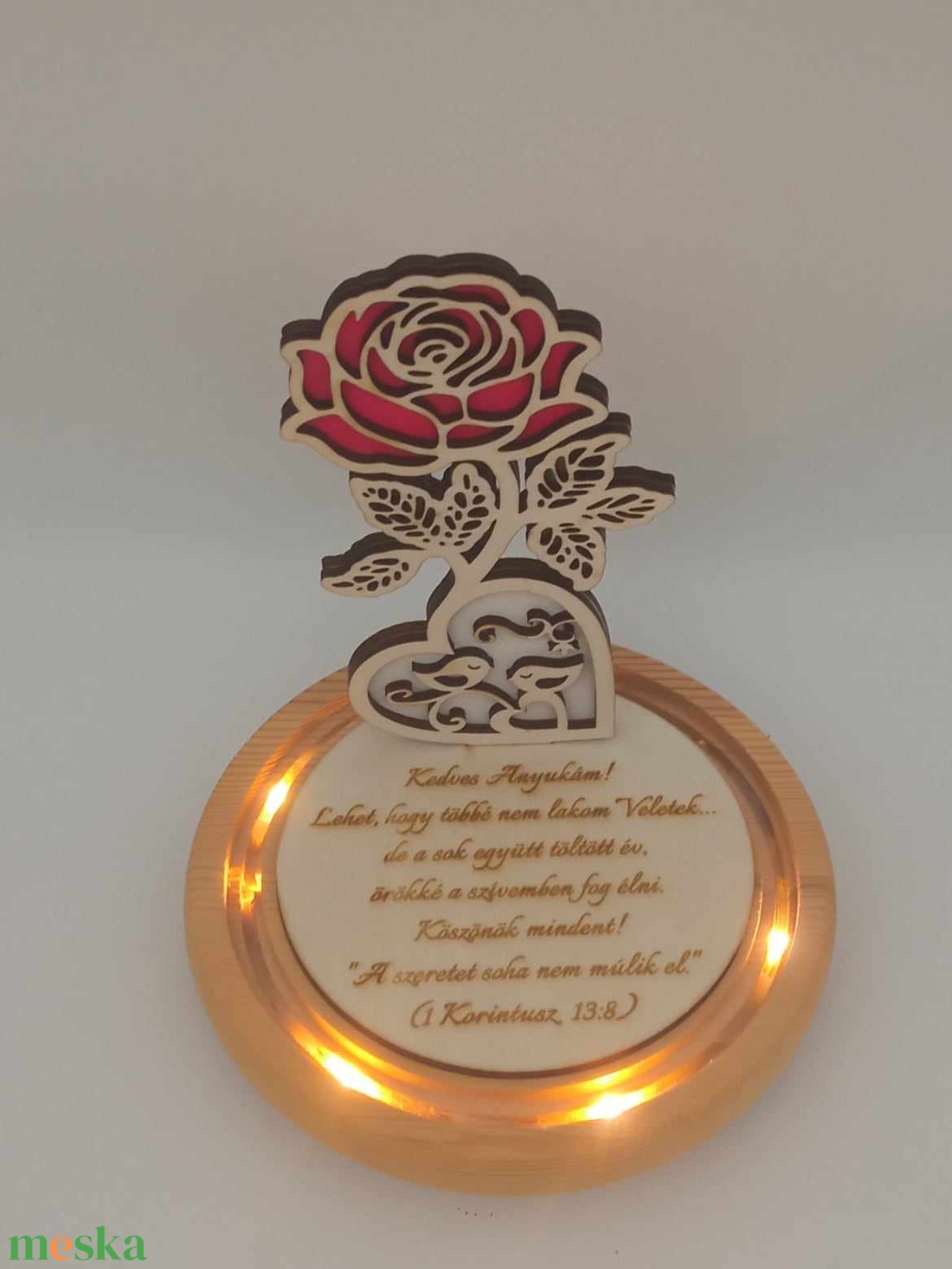 Világító Kis herceg rózsája -  gravírozott rózsa LED-es üvegbúrában, szülőköszöntő édesanyáknak, nagymamáknak esküvőre - esküvő - emlék & ajándék - szülőköszöntő ajándék - Meska.hu