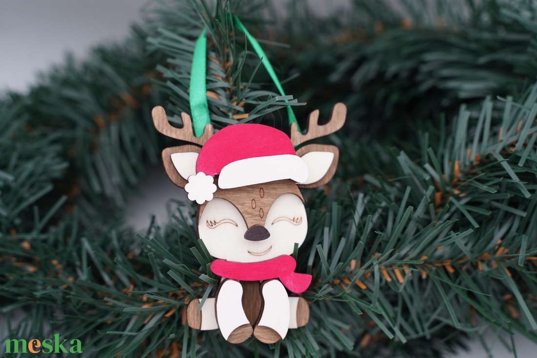 Őzikés 3D-s  gravírozott, fa, karácsonyfadísz - karácsony - karácsonyi lakásdekoráció - karácsonyfadíszek - Meska.hu