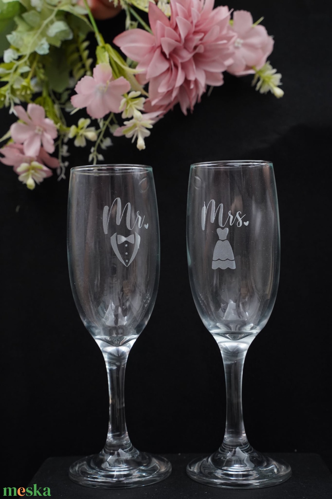 Gravírozott pezsgőspohár esküvőre - esküvő - emlék & ajándék - nászajándék - esküvői pohár, pohárszett - Meska.hu