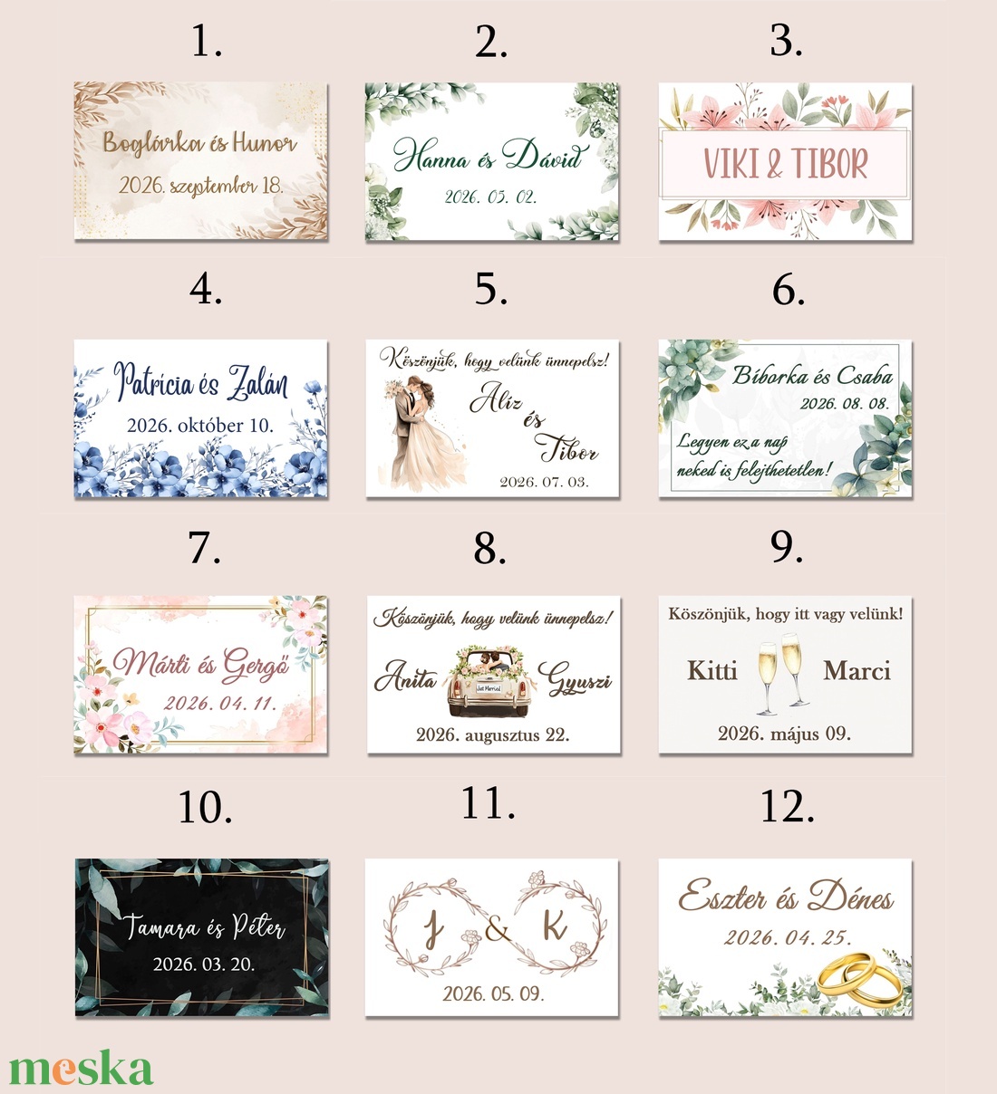 Esküvői matrica téglalap alalú - otthon & életmód - papír, írószer - matrica, matrica csomag - Meska.hu