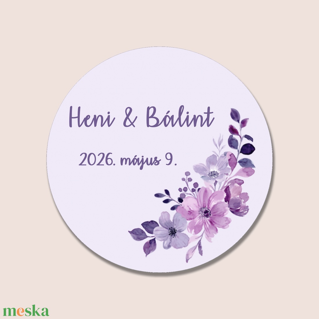 Esküvői matrica kör alakú - otthon & életmód - papír, írószer - matrica, matrica csomag - Meska.hu