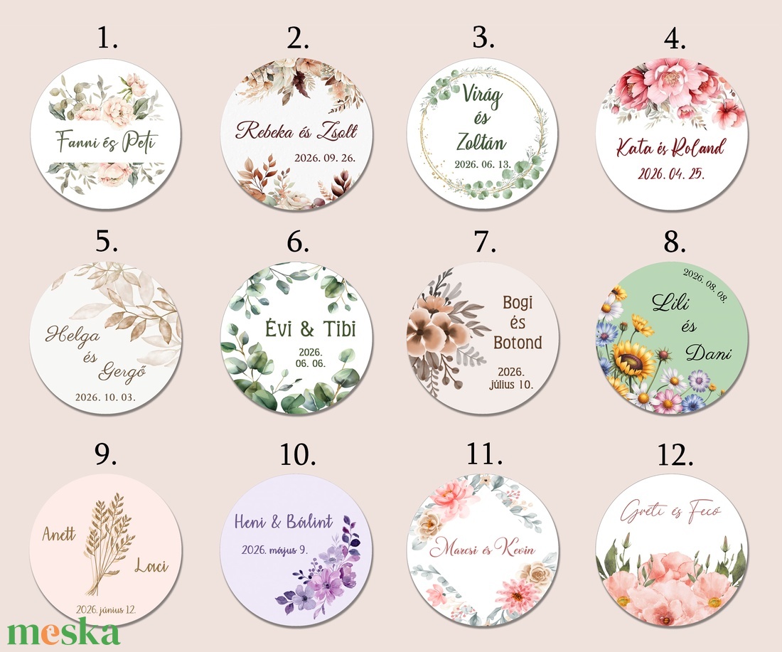 Esküvői matrica kör alakú - otthon & életmód - papír, írószer - matrica, matrica csomag - Meska.hu