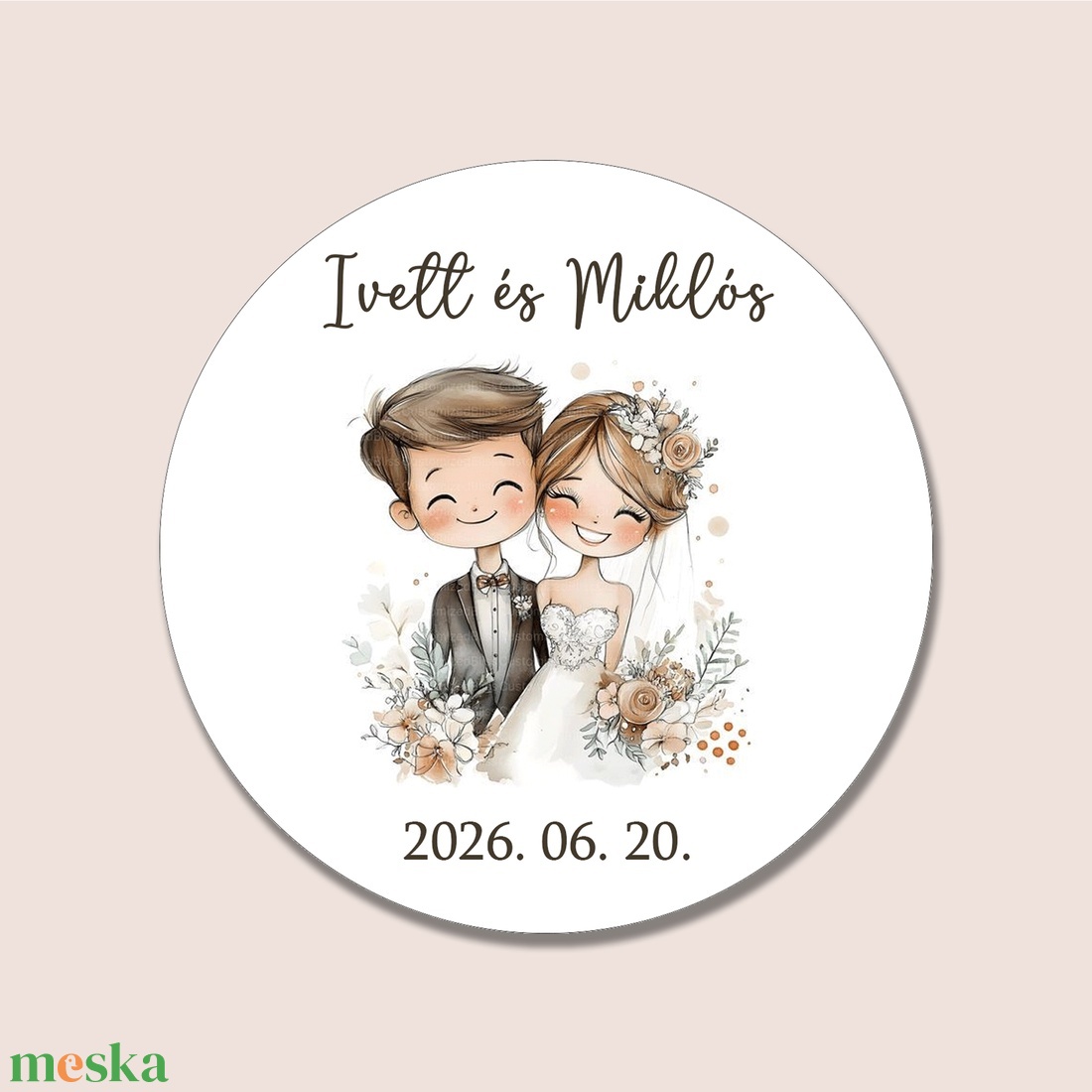 Esküvői matrica kör alakú II. - otthon & életmód - papír, írószer - matrica, matrica csomag - Meska.hu