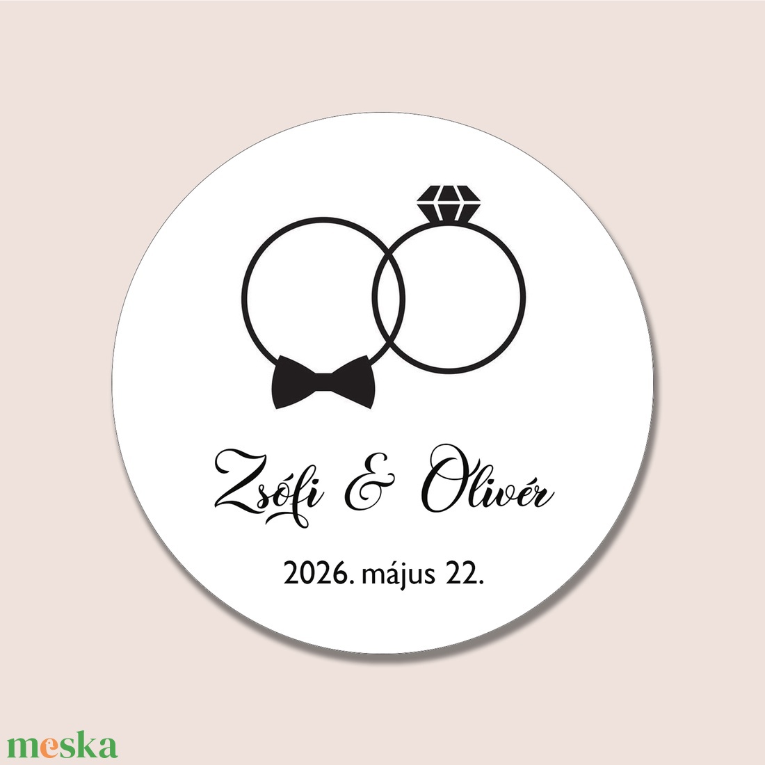 Esküvői matrica kör alakú II. - otthon & életmód - papír, írószer - matrica, matrica csomag - Meska.hu