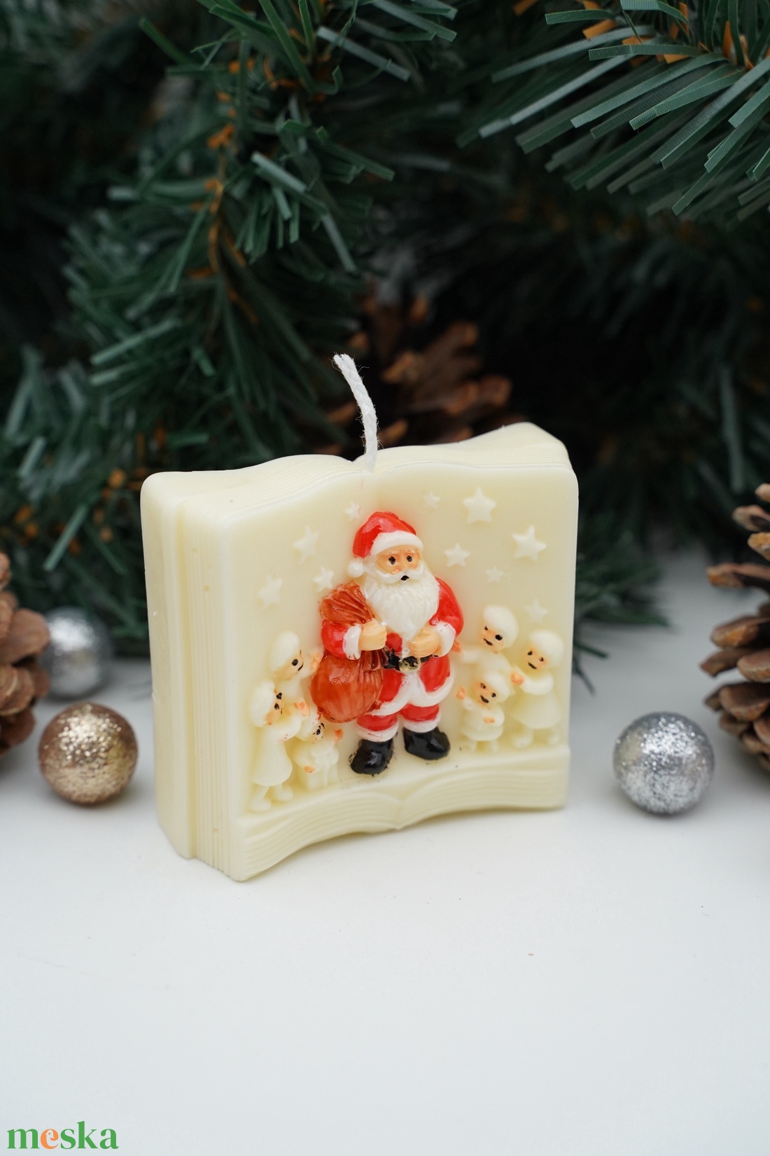 Illatgyertya festett Mikulással - karácsony - karácsonyi lakásdekoráció - karácsonyi illatgyertya, mécses - Meska.hu