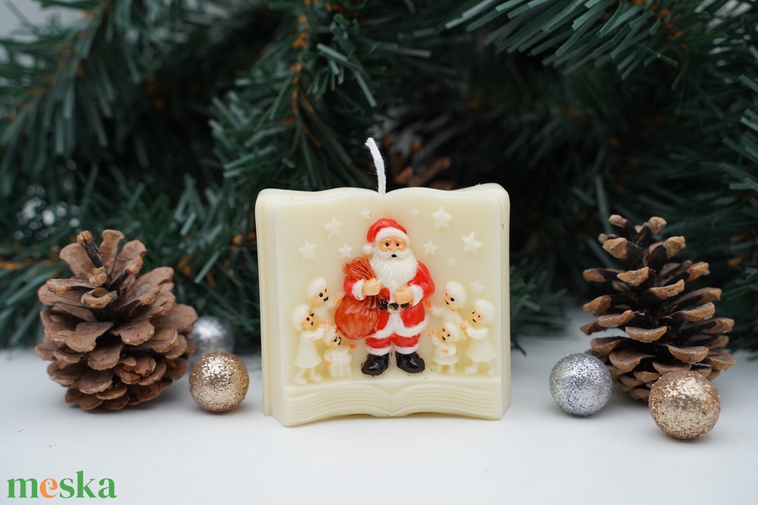 Illatgyertya festett Mikulással - karácsony - karácsonyi lakásdekoráció - karácsonyi illatgyertya, mécses - Meska.hu