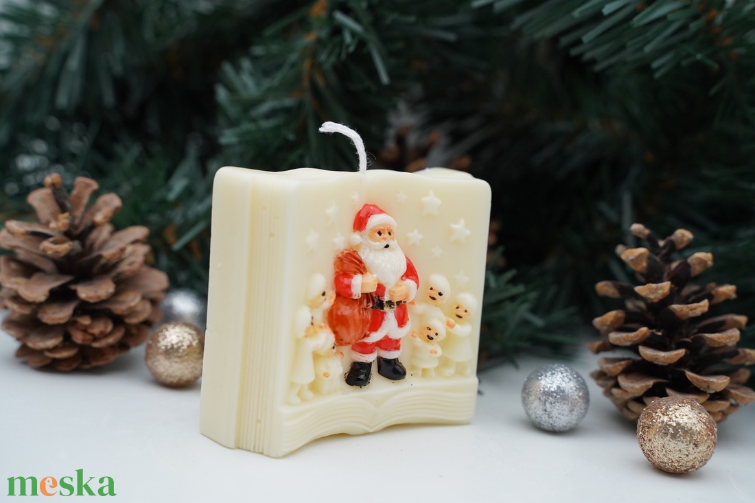 Illatgyertya festett Mikulással - karácsony - karácsonyi lakásdekoráció - karácsonyi illatgyertya, mécses - Meska.hu
