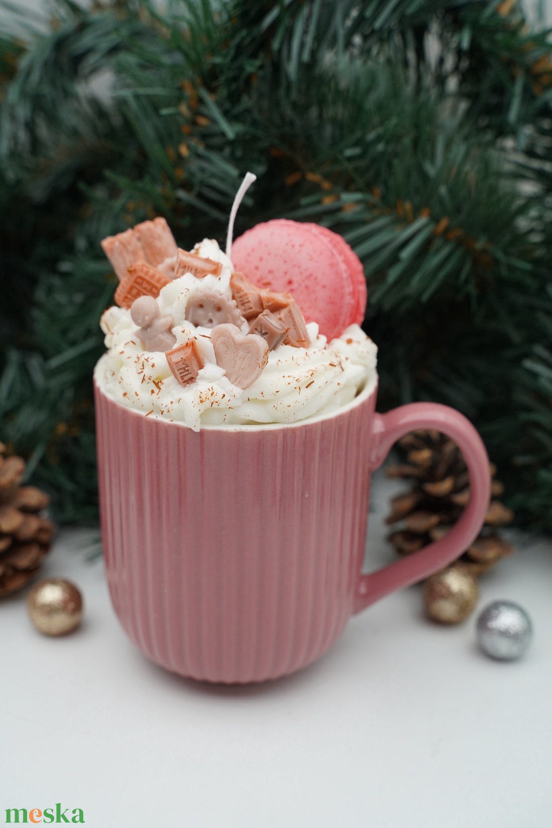 Karácsonyi illatgyertya bögrék dekorálva - karácsony - karácsonyi lakásdekoráció - karácsonyi illatgyertya, mécses - Meska.hu