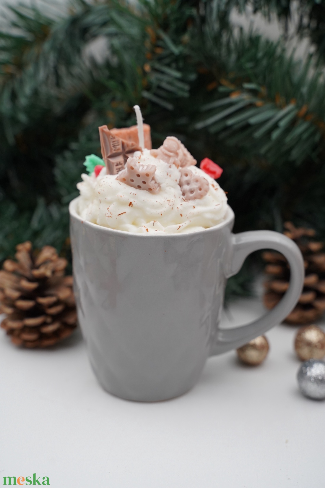 Karácsonyi illatgyertya bögrék dekorálva - karácsony - karácsonyi lakásdekoráció - karácsonyi illatgyertya, mécses - Meska.hu