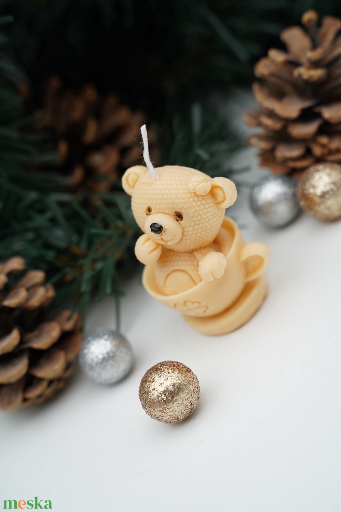 Cuki macis illatgyertya - karácsony - karácsonyi lakásdekoráció - karácsonyi illatgyertya, mécses - Meska.hu