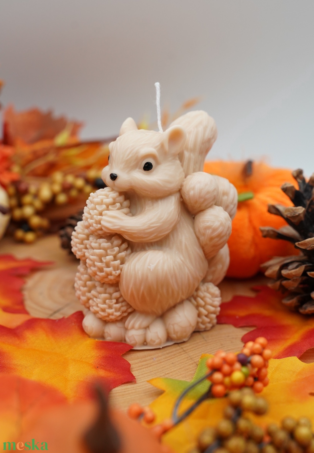 Őszi erdő mókusa illatgyertya, dekorgyertya - karácsony - karácsonyi lakásdekoráció - karácsonyi illatgyertya, mécses - Meska.hu
