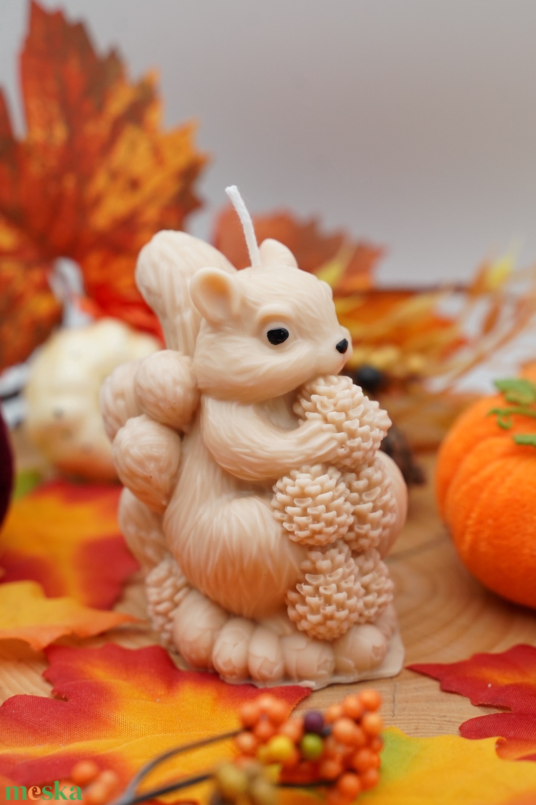 Őszi erdő mókusa illatgyertya, dekorgyertya - karácsony - karácsonyi lakásdekoráció - karácsonyi illatgyertya, mécses - Meska.hu