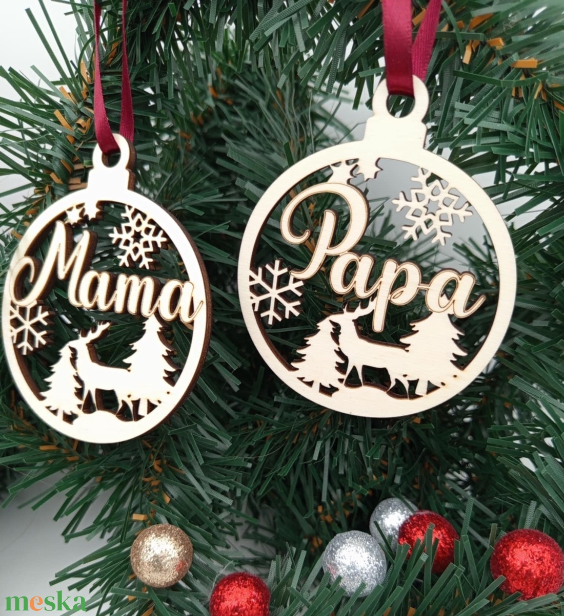 Névre szóló, gravírozott, fa karácsonyfadísz - karácsony - karácsonyi lakásdekoráció - karácsonyfadíszek - Meska.hu