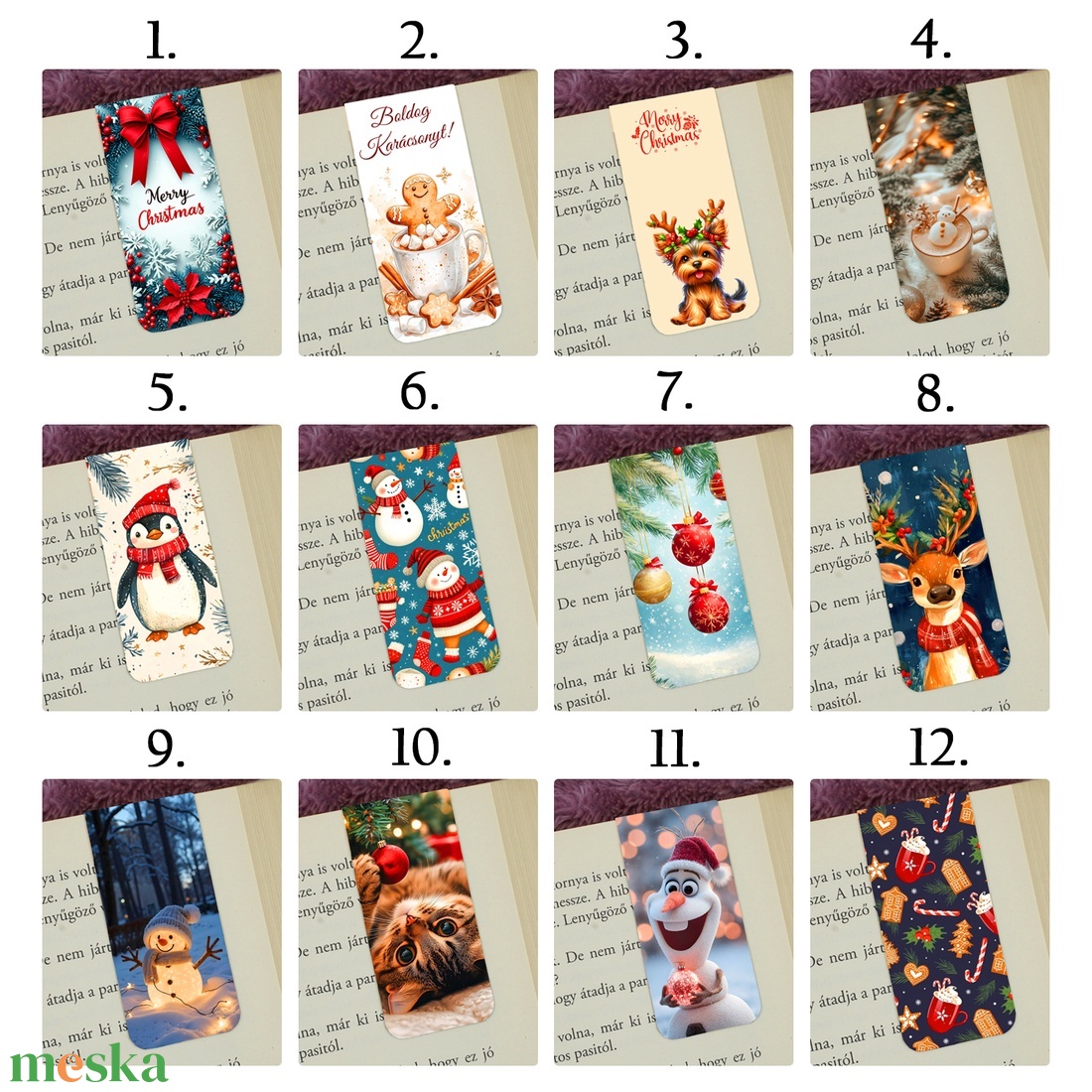 Karácsonyi mágneses könyvjelzők - könyv & zene - könyvjelző - Meska.hu