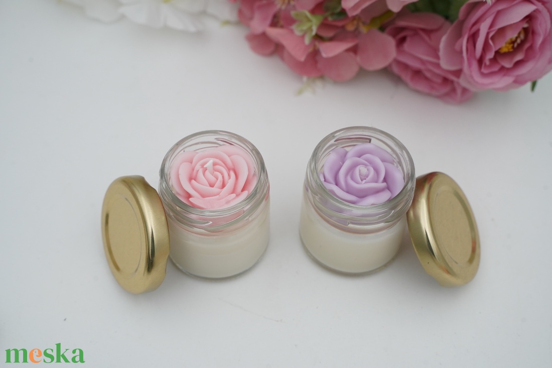 Szójaviasz illatgyertya mini üvegben, kör alakú marticával, köszönőajándék - kellékek & szerszámok - dekorációs kellékek - dekorációs gyertya - Meska.hu