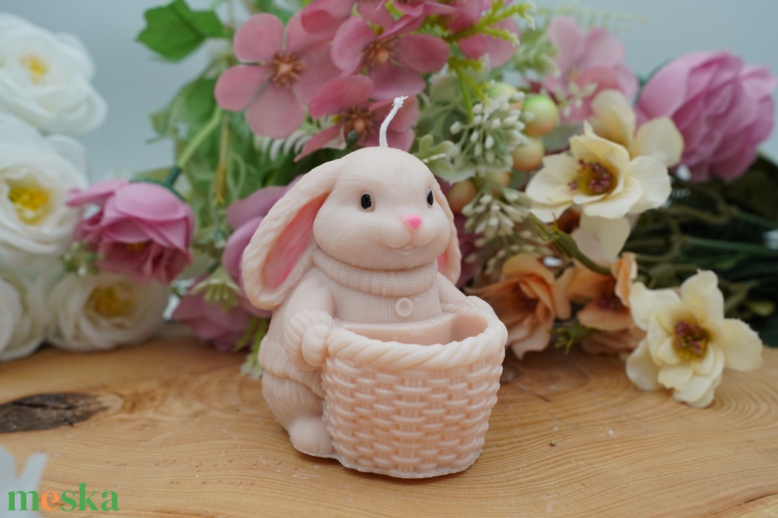 Vidám nyuszis illatgyertyák, szójaviasz illatgyertya Húsvétra - kellékek & szerszámok - dekorációs kellékek - dekorációs gyertya - Meska.hu