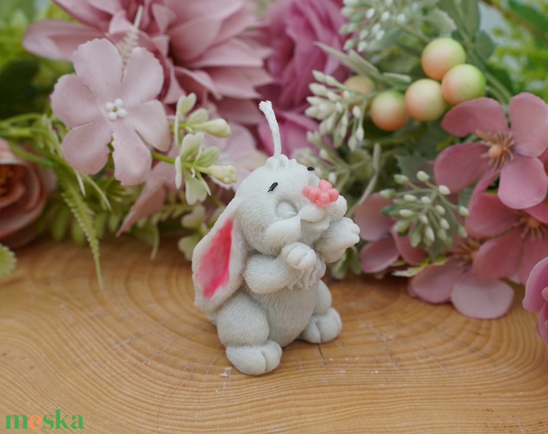 Vidám nyuszis illatgyertyák, szójaviasz illatgyertya Húsvétra - kellékek & szerszámok - dekorációs kellékek - dekorációs gyertya - Meska.hu
