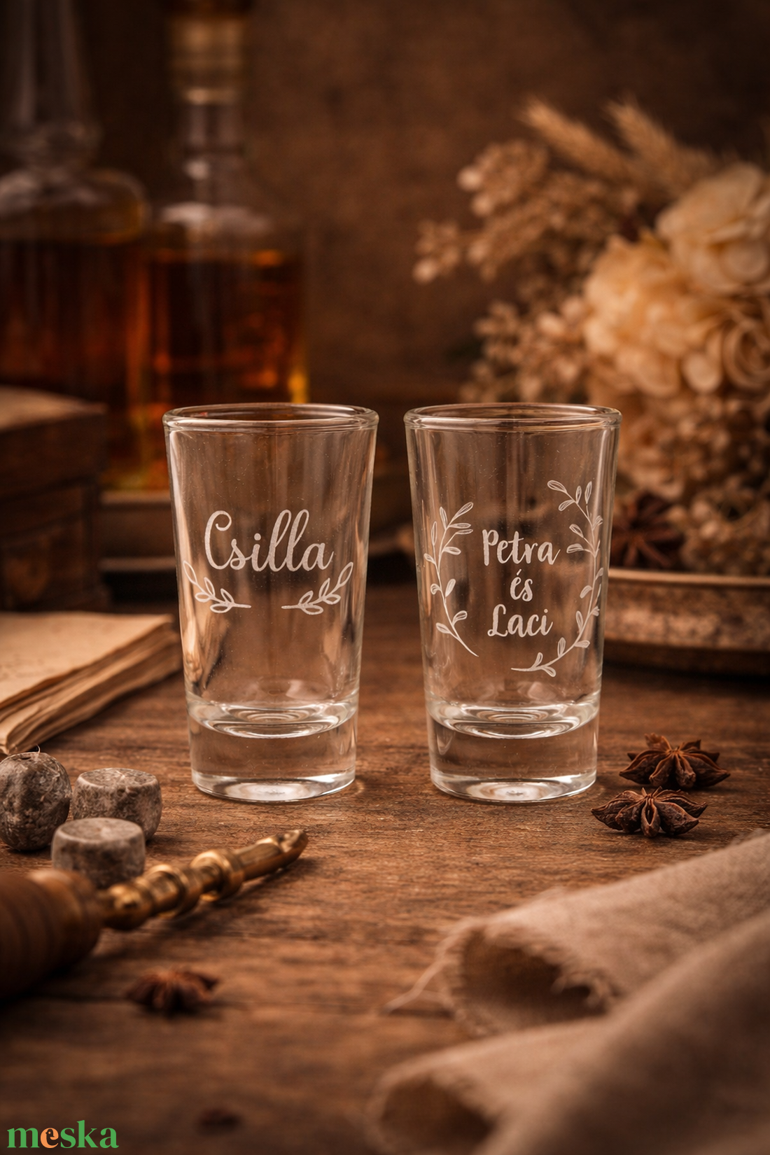 Egyedi, gravírozott feles üvegpohár, felespohár, pálinkáspohár, akár esküvőre is  - esküvő - emlék & ajándék - nászajándék - esküvői pohár, pohárszett - Meska.hu