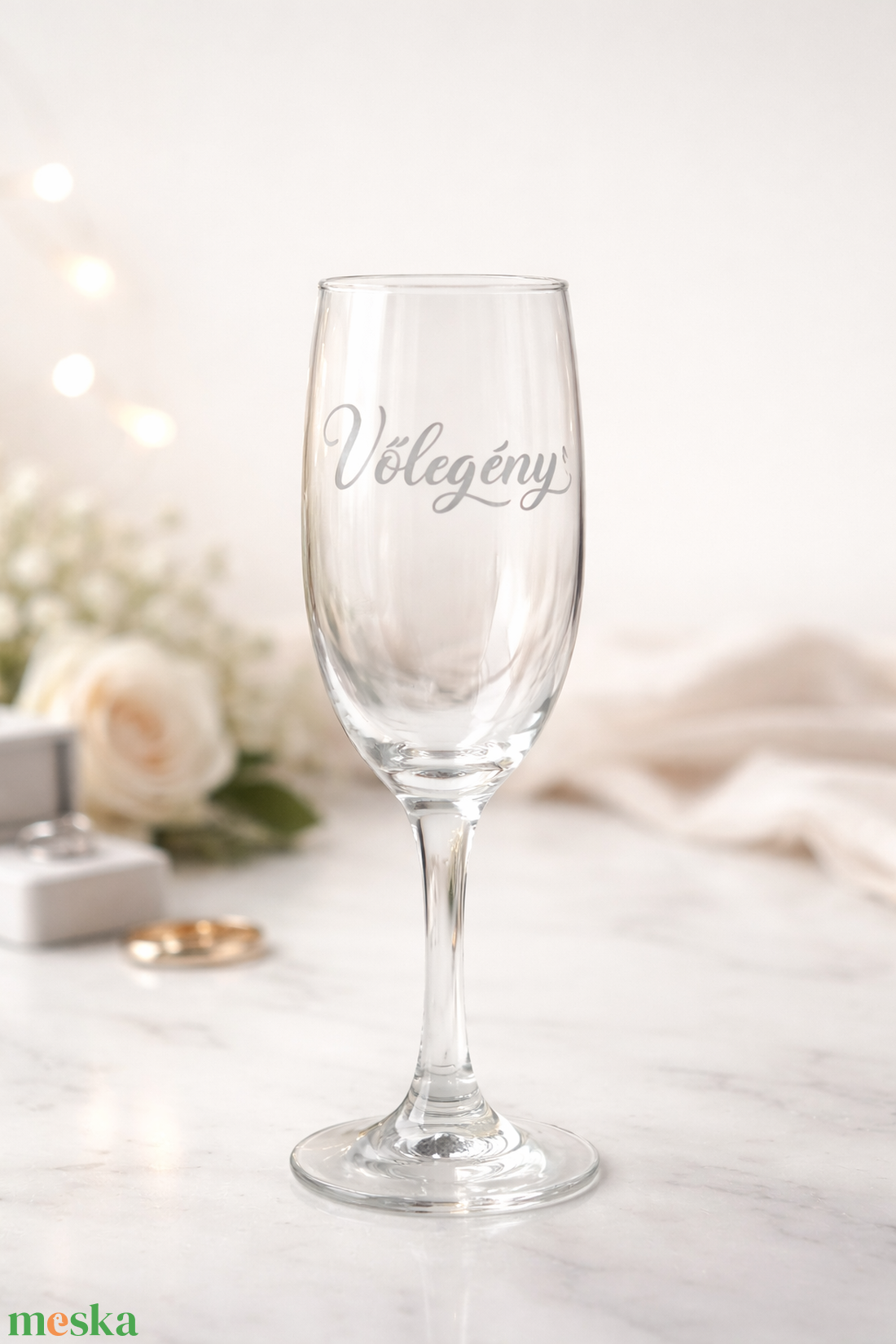 Gravírozott pezsgőspohár esküvőre - esküvő - emlék & ajándék - nászajándék - esküvői pohár, pohárszett - Meska.hu