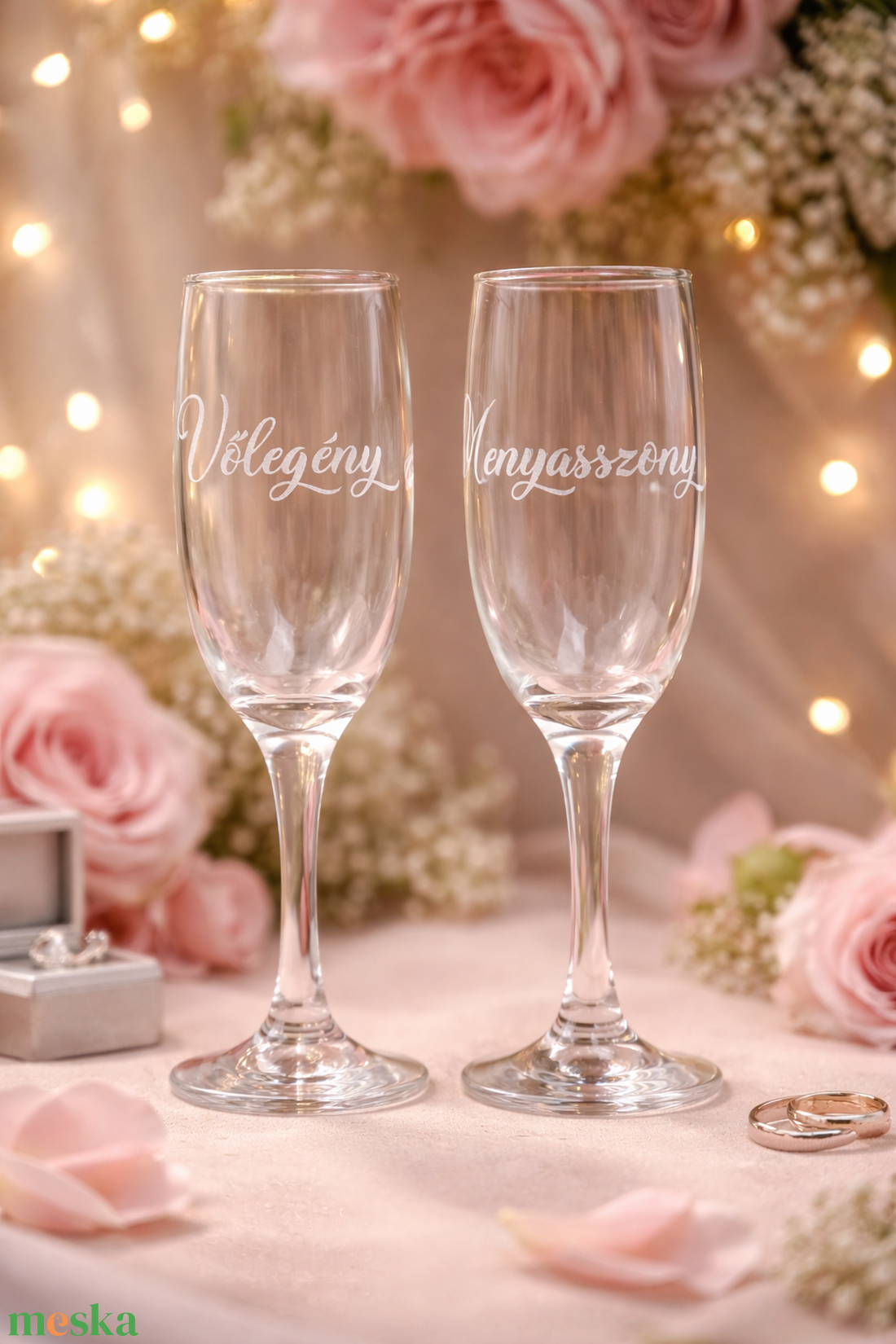 Gravírozott pezsgőspohár esküvőre - esküvő - emlék & ajándék - nászajándék - esküvői pohár, pohárszett - Meska.hu
