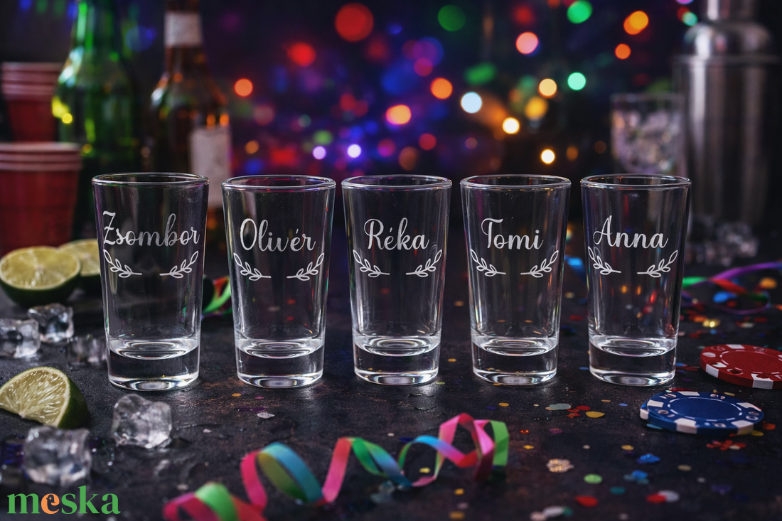 Egyedi, gravírozott feles üvegpohár, felespohár, pálinkáspohár, akár esküvőre is  - esküvő - emlék & ajándék - nászajándék - esküvői pohár, pohárszett - Meska.hu
