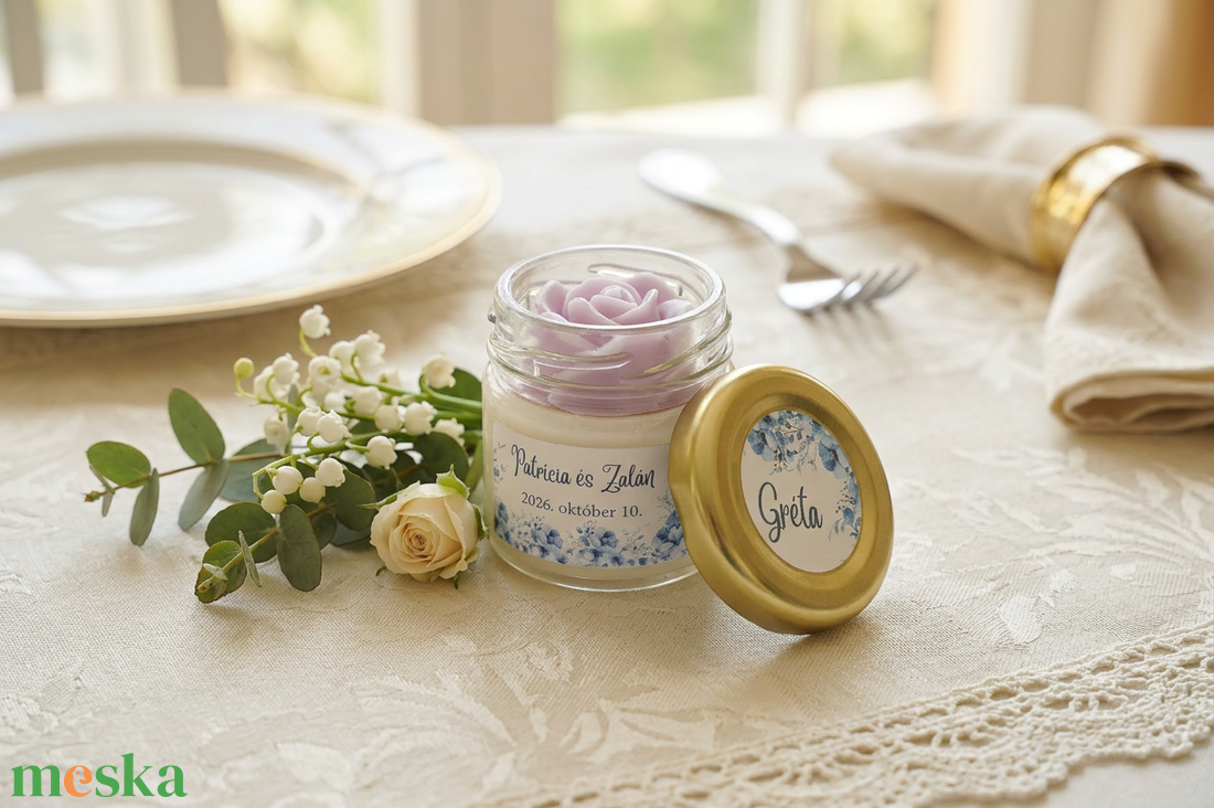 Illatgyertya mini üvegben, téglalap alakú marticával, köszönőajándék - esküvő - emlék & ajándék - köszönőajándék - Meska.hu
