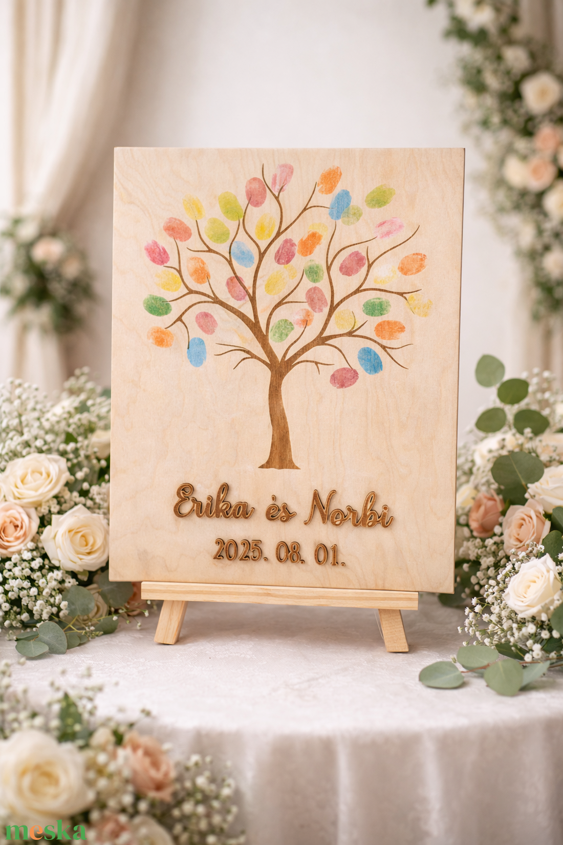 Ujjlenyomat fa vendégkönyv, emlékkönyv - esküvő - emlék & ajándék - vendégkönyv - Meska.hu