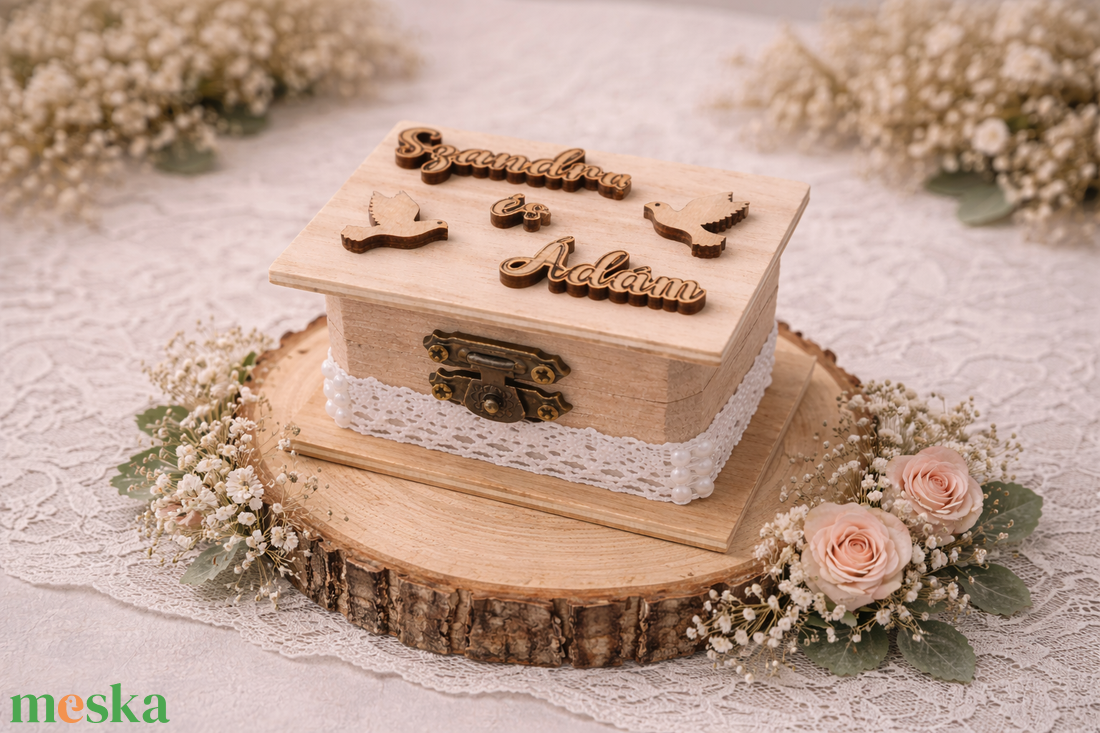  3D-s gyűrűtartó ládika mohával bélelve - esküvő - kiegészítők - gyűrűtartó & gyűrűpárna - Meska.hu