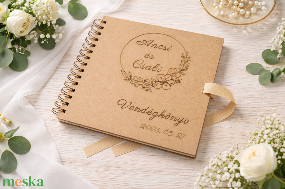  Gravírozott vendégkönyv, emlékkönyv - esküvő - emlék & ajándék - vendégkönyv - Meska.hu