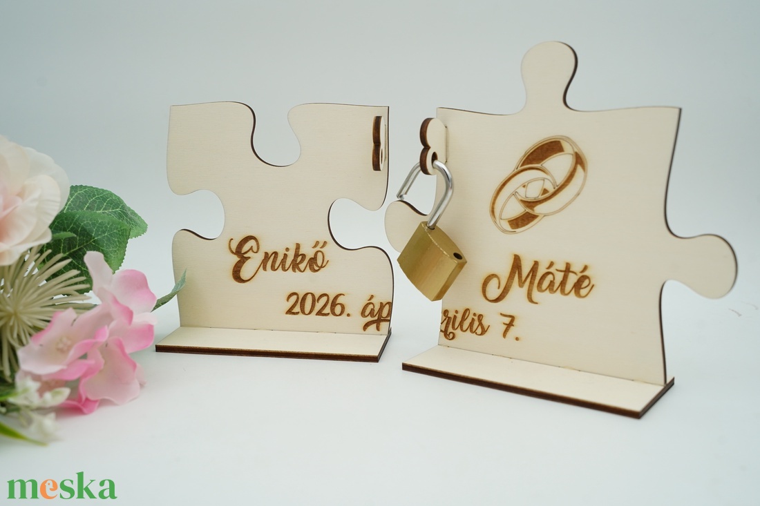 Puzzle lakatceremónia szett talppal+lakattal esküvőre - esküvő - nászajándék - Meska.hu