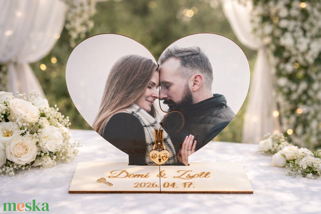 Fényképes puzzle lakatceremónia szett talppal esküvőre - esküvő - emlék & ajándék - nászajándék - ceremónia szett - Meska.hu