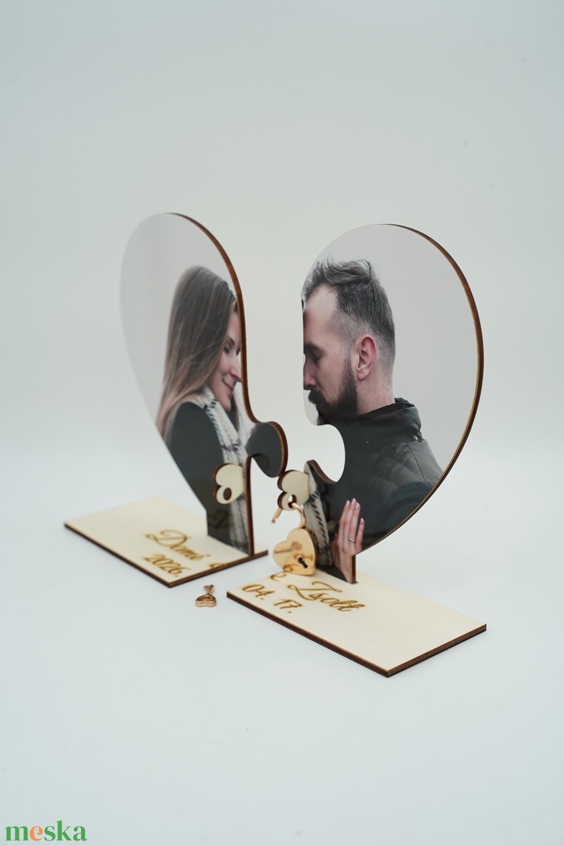 Fényképes puzzle lakatceremónia szett talppal esküvőre - esküvő - emlék & ajándék - nászajándék - ceremónia szett - Meska.hu