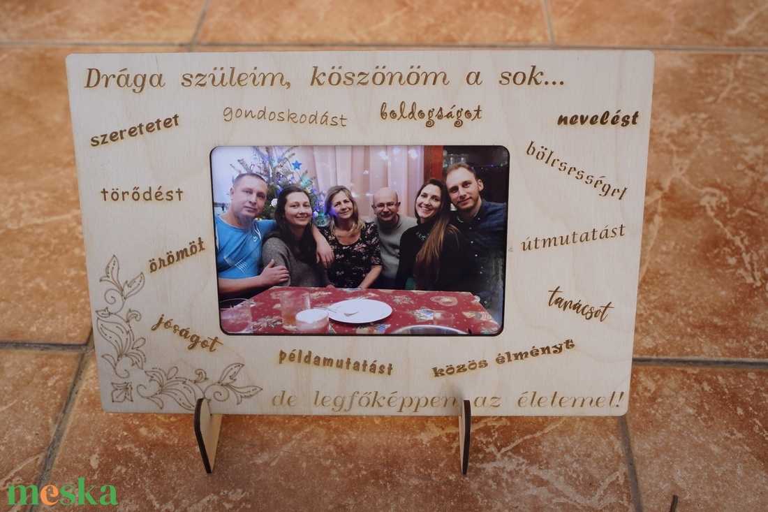 Szülőköszöntő fa képkeret egyedi felirattal - esküvő - emlék & ajándék - köszönőajándék - Meska.hu