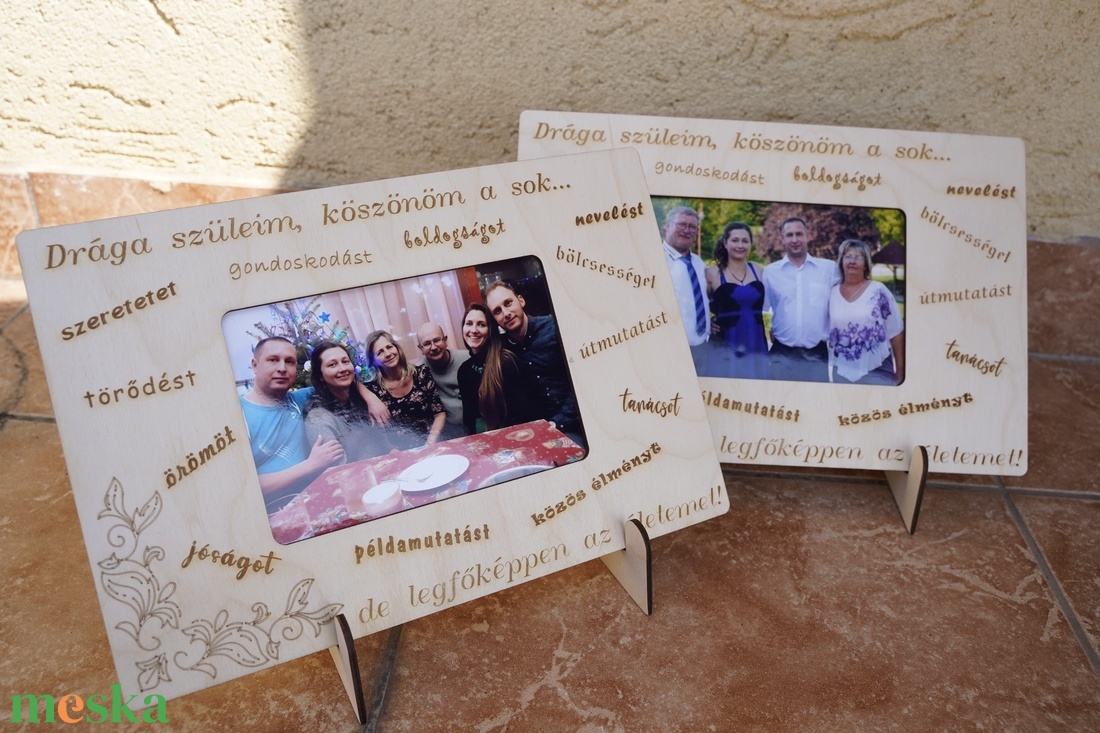 Szülőköszöntő fa képkeret egyedi felirattal - esküvő - emlék & ajándék - köszönőajándék - Meska.hu