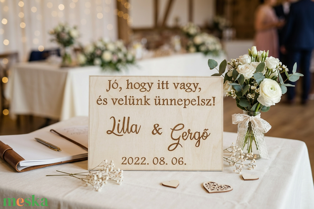 Üdvözlő tábla fából, gravírozva - esküvő - dekoráció - tábla & jelzés - Meska.hu