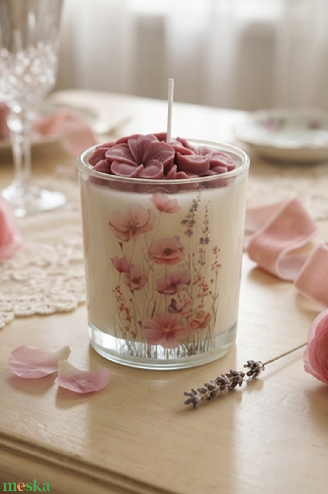 Virágálom pohárgyertya - illatos elegancia   - otthon & életmód - gyertya, illat, aroma - gyertya - Meska.hu