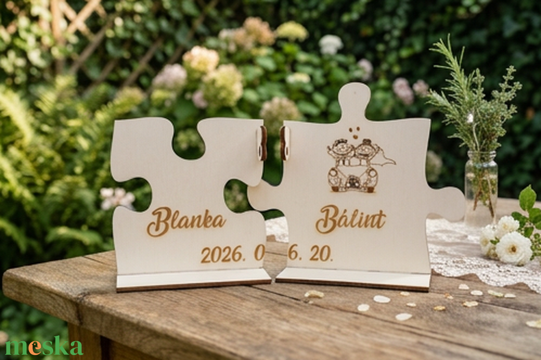 Puzzle lakatceremónia szett talppal+lakattal esküvőre - esküvő - esküvői szett - Meska.hu