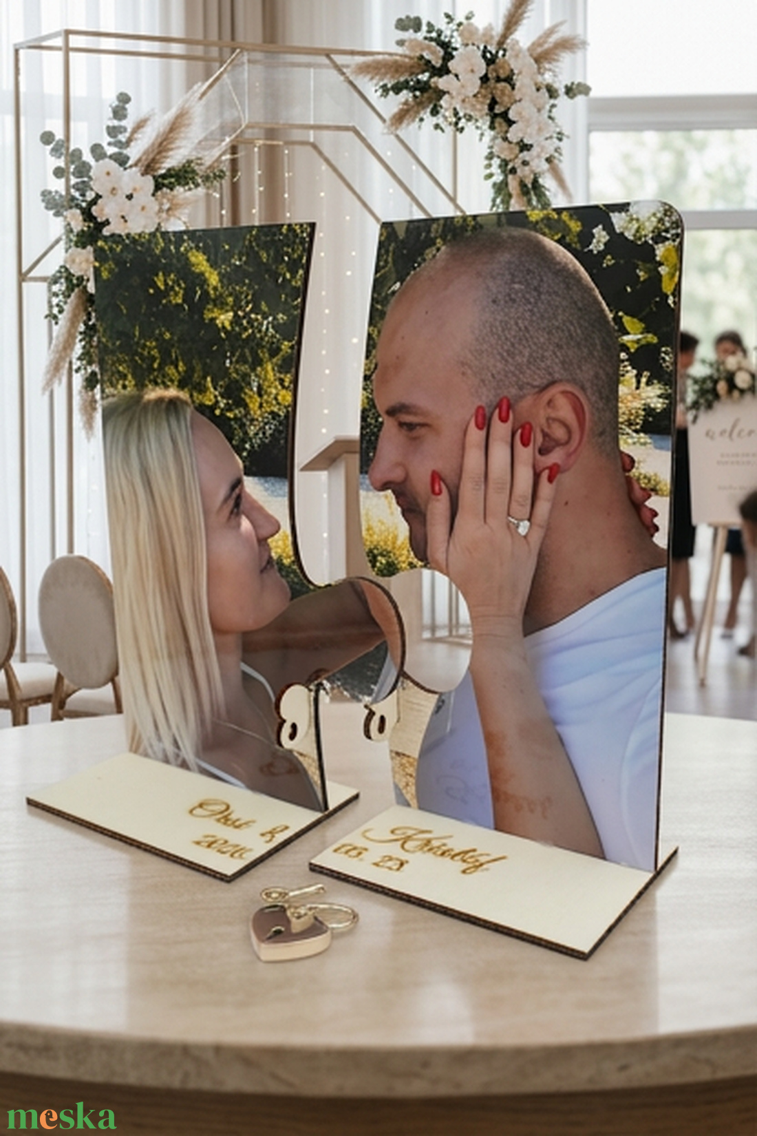 Fényképes puzzle lakatceremónia szett talppal esküvőre - esküvő - esküvői szett - Meska.hu