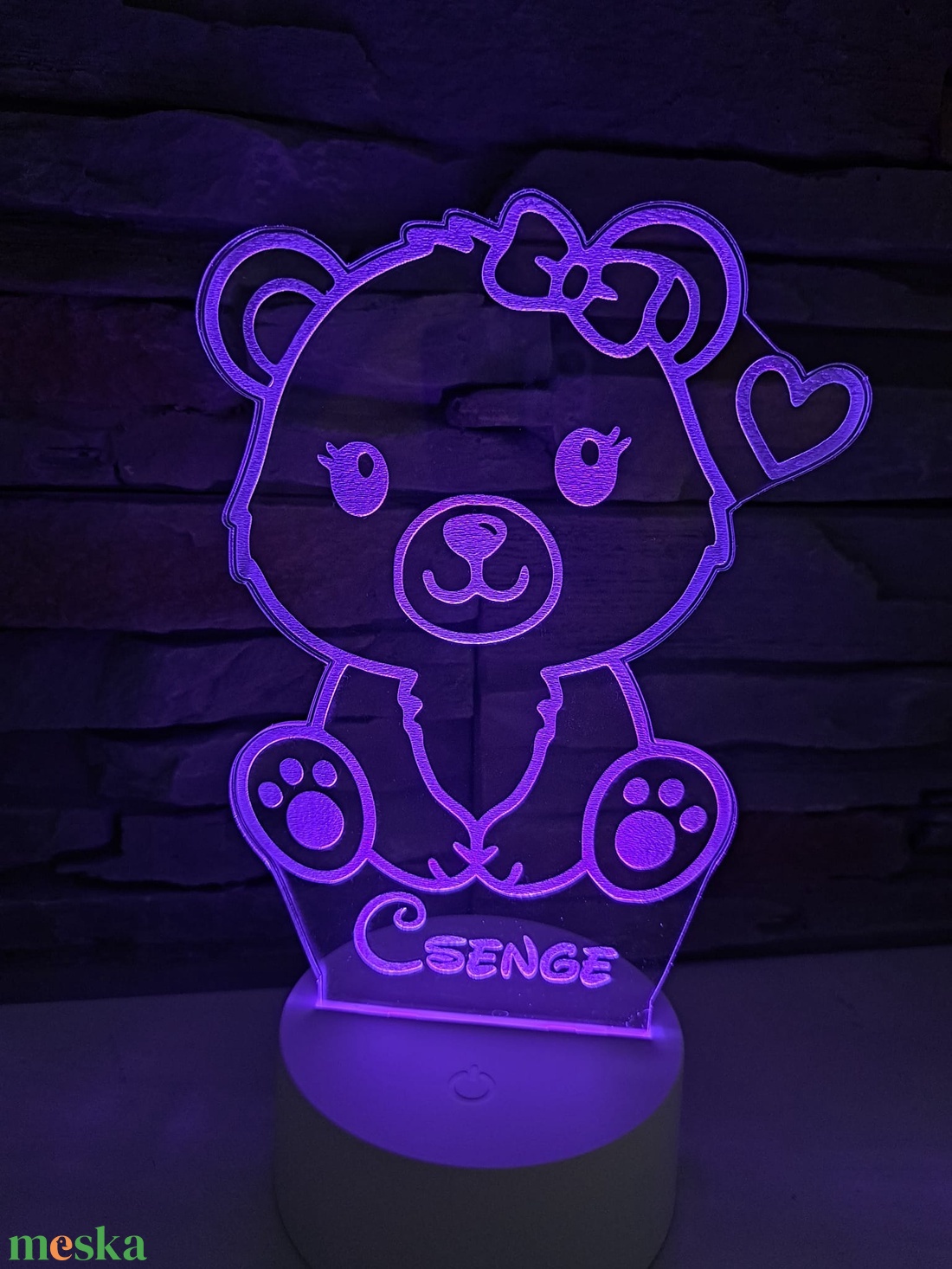 3D Ledlámpa Egyedi névvel macis grafikával - otthon & életmód - lámpa - hangulatlámpa - Meska.hu