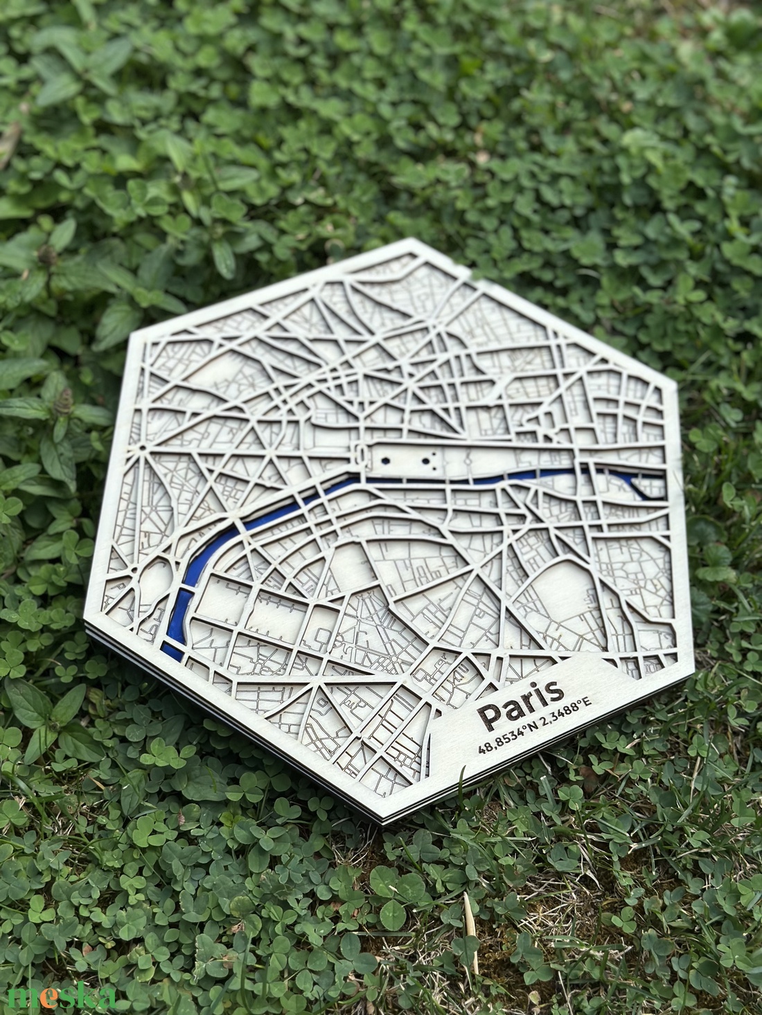 Hexagonális Párizs várostérkép - otthon & életmód - dekoráció - asztal és polc dekoráció - asztaldísz - Meska.hu