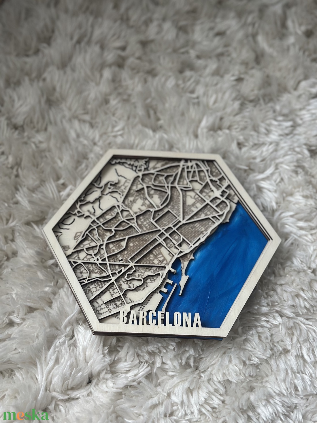 Többrétegű Barcelona várostérkép - otthon & életmód - dekoráció - dísztárgy - Meska.hu