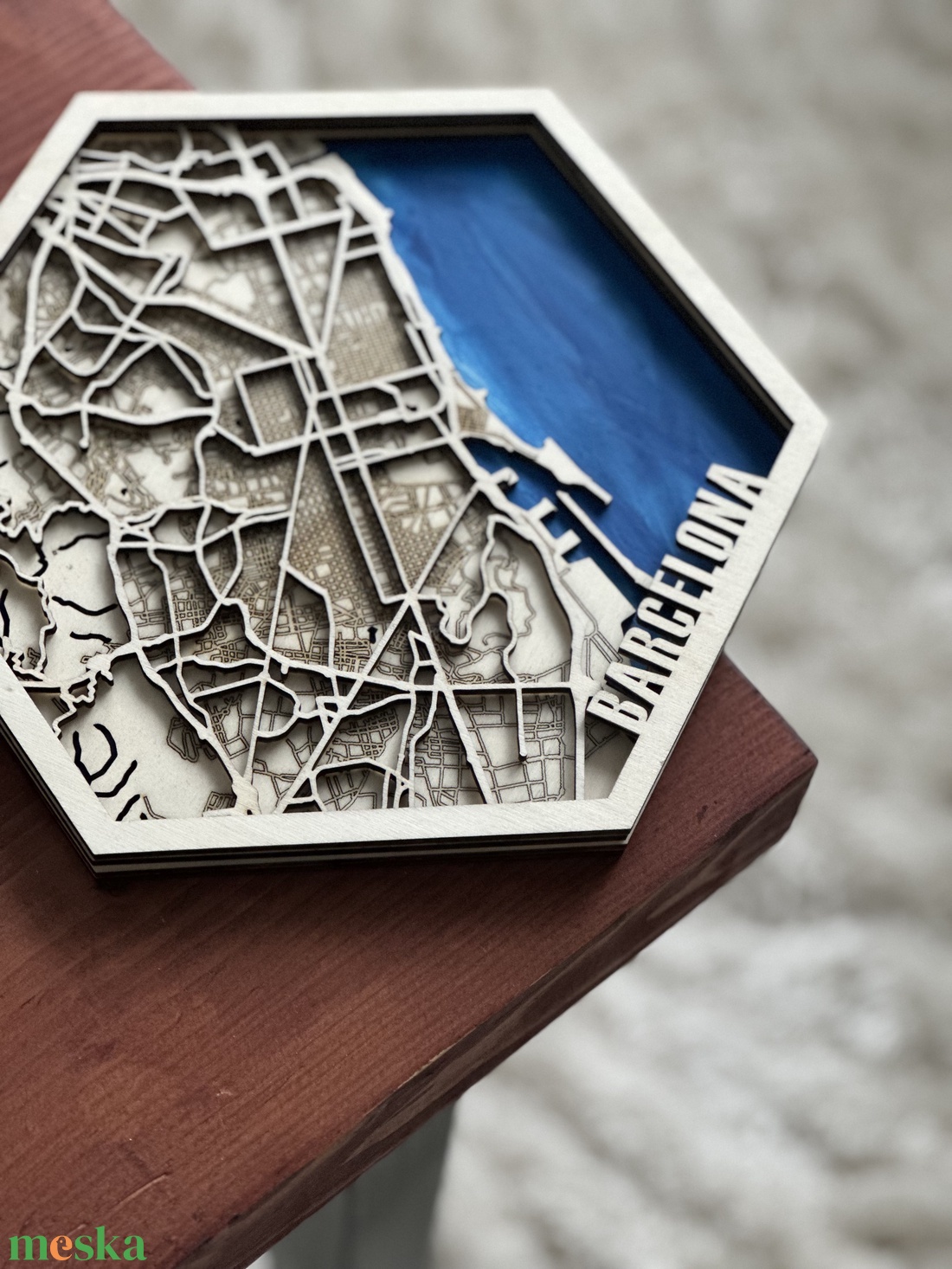 Többrétegű Barcelona várostérkép - otthon & életmód - dekoráció - dísztárgy - Meska.hu