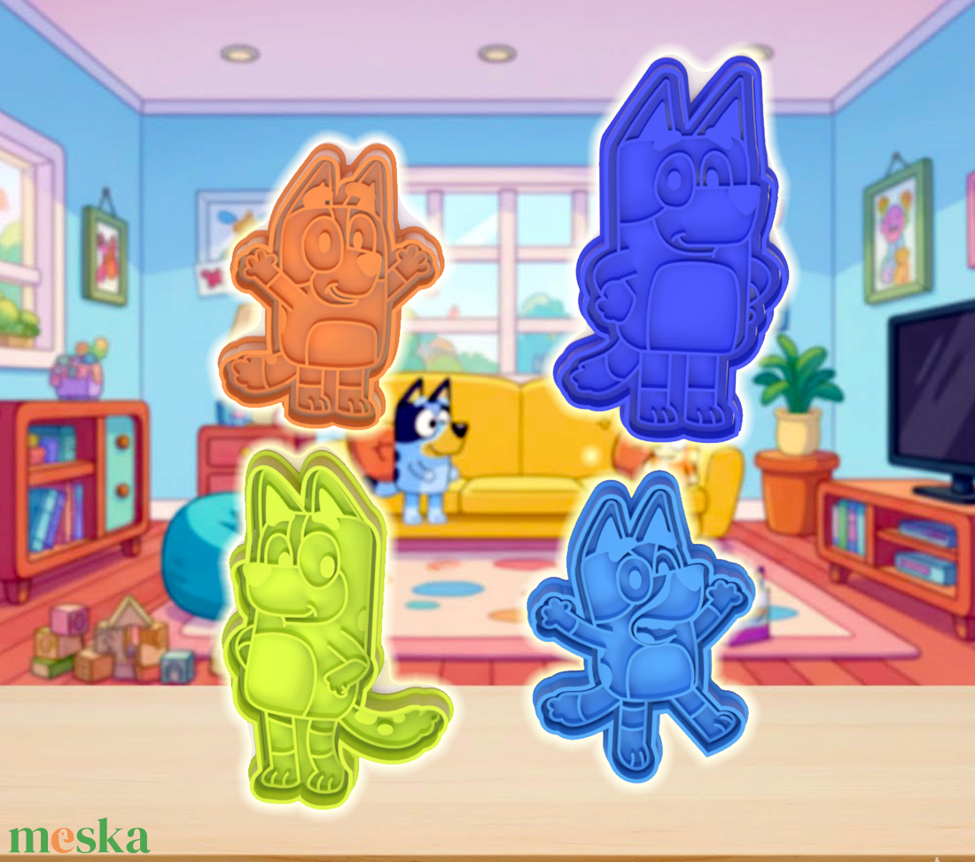 8 db! Bluey, Bingo, Papa, Mama sütikiszúró csomag, kiszúró és formázó - otthon & életmód - konyhafelszerelés, tálalás - sütés, főzés - sütikiszúró - Meska.hu