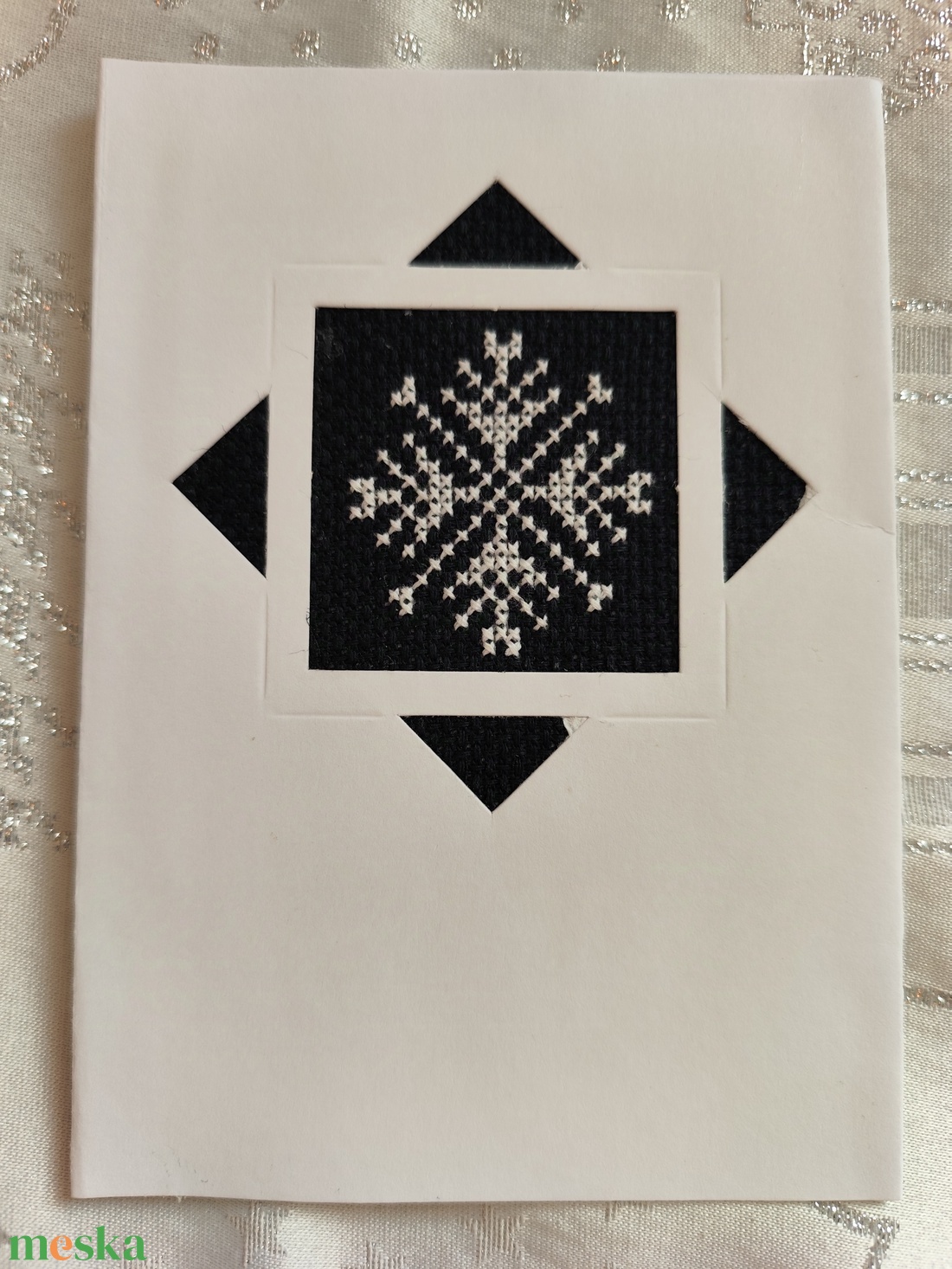 Hímzett képeslap - karácsony - karácsonyi ajándékozás - karácsonyi képeslap, üdvözlőlap, ajándékkísérő - Meska.hu