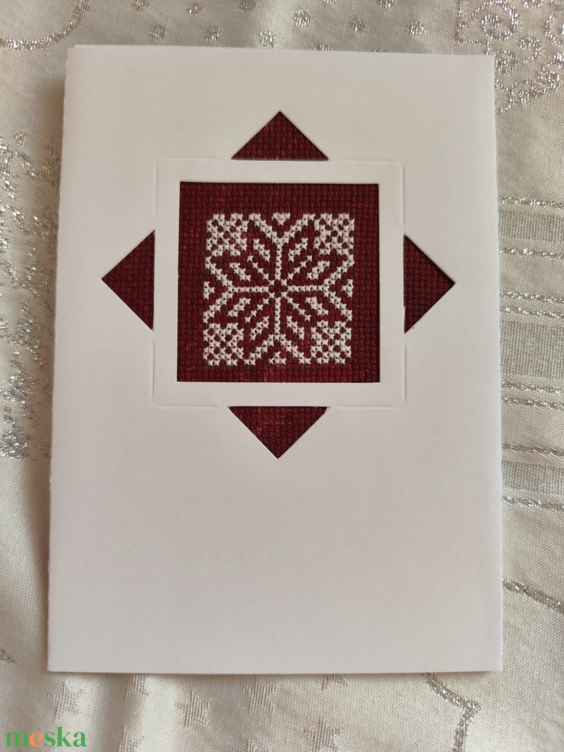 Hímzett képeslap - karácsony - karácsonyi ajándékozás - karácsonyi képeslap, üdvözlőlap, ajándékkísérő - Meska.hu