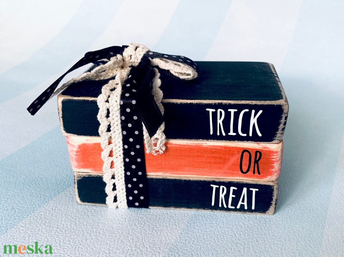 Őszi dekoráció szett (5 db): Denevér, Tök, Szellem, Tábla, Könyvek - otthon & életmód - dekoráció - halloween - halloweeni dekoráció - Meska.hu