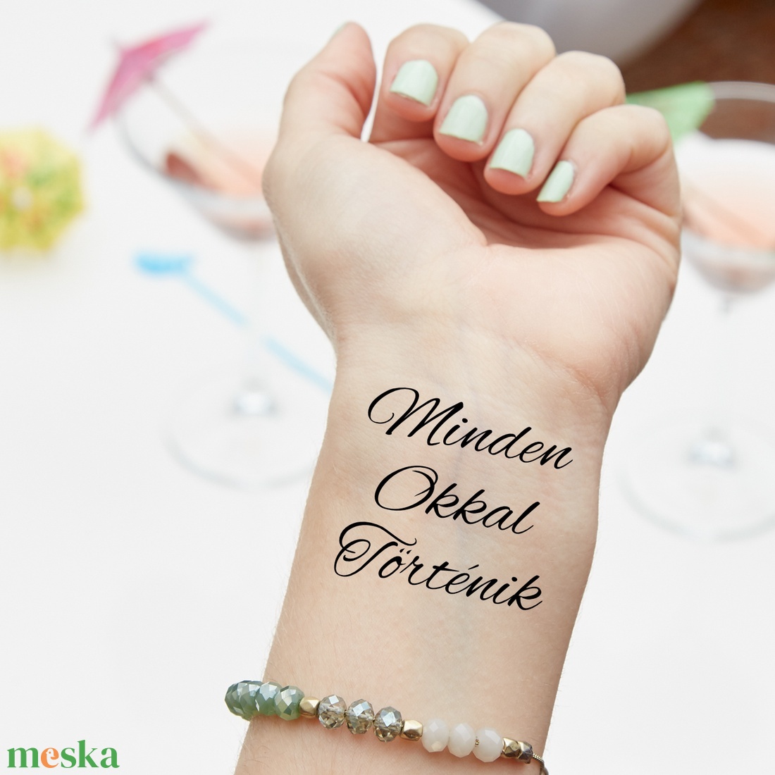 Ideiglenes tetoválás, Minden Okkal Történik felirattal (3 db / csomag) - otthon & életmód - papír, írószer - matrica, matrica csomag - Meska.hu