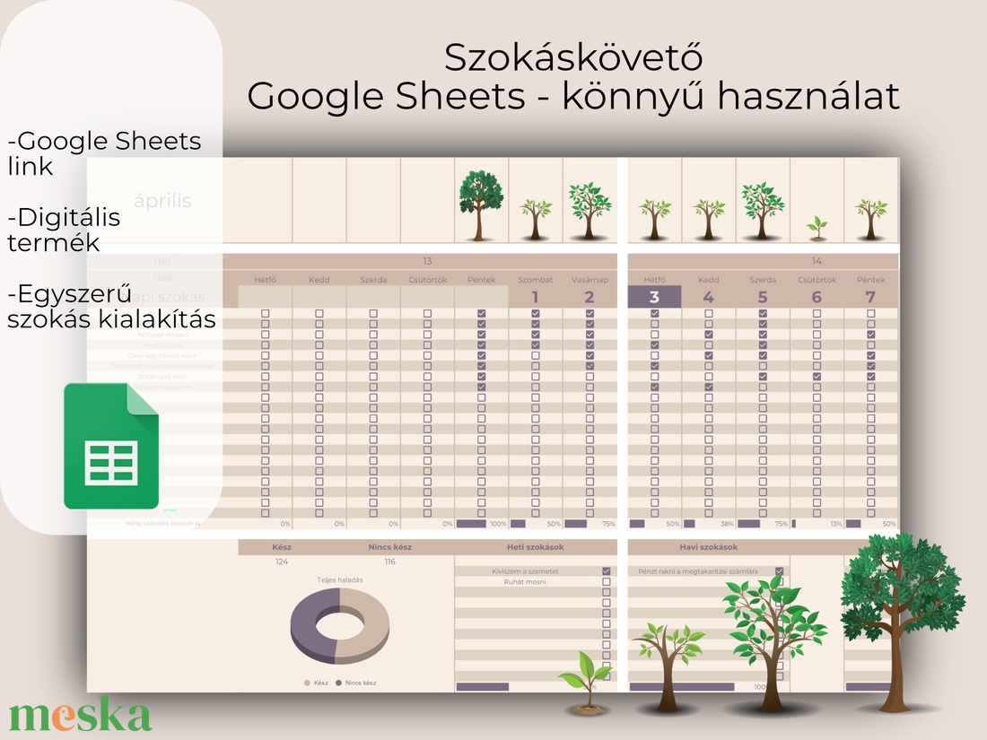 Szokáskövető, Google Sheets, digitális termék, táblázat - művészet - grafika & illusztráció - digitális - Meska.hu Szokáskövető, Google Sheets, digitális termék, táblázat - művészet - grafika & illusztráció - digitális - Meska.hu