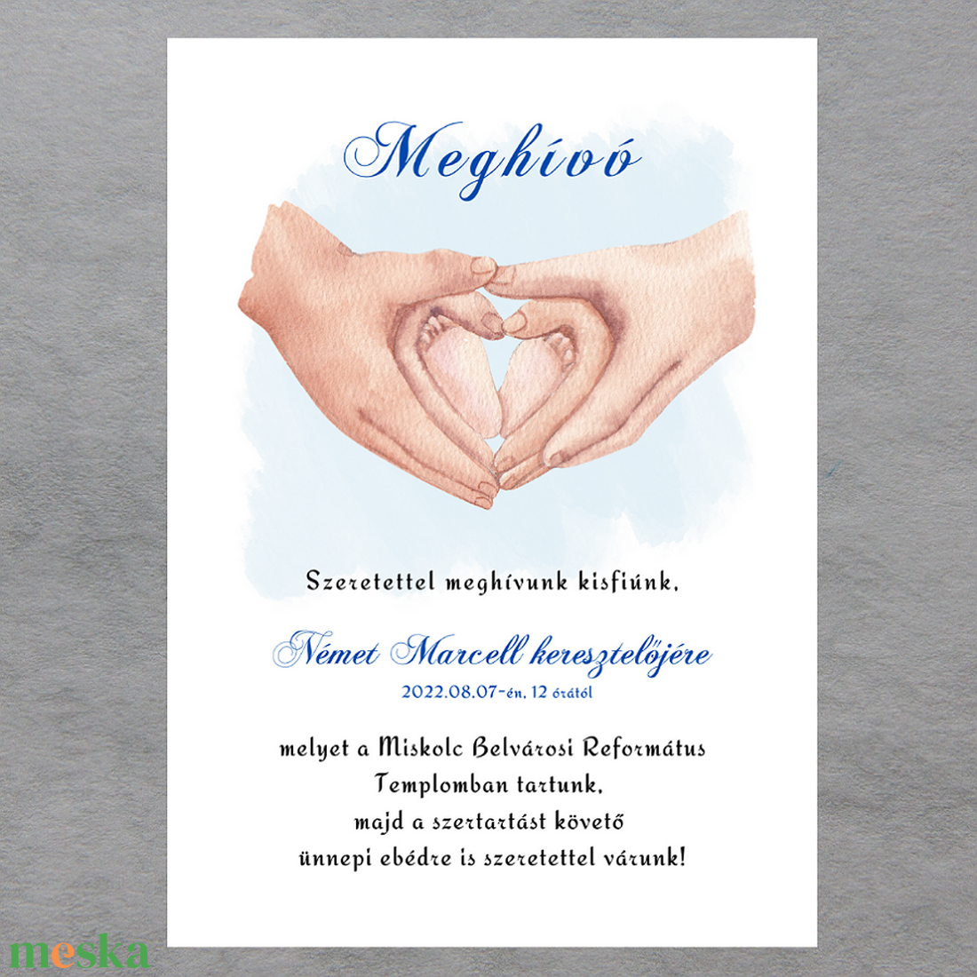Keresztelési meghívó, babatalpas - otthon & életmód - papír, írószer - Meska.hu